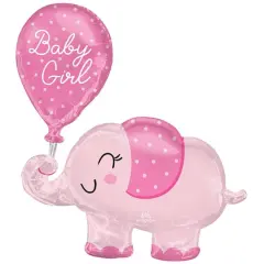 SuperShape&trade; 31" Pink Baby Girl Elephant Foil Balloon 