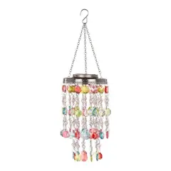 Glitzhome&reg; 18.75" Solar Lighted Hanging D&eacute;cor with Multicolored Acrylic Jewel Beads