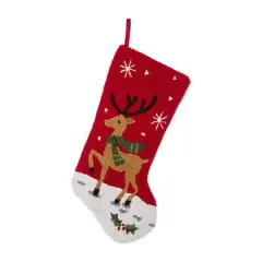 Glitzhome&reg; 19" Reindeer Hooked Stocking