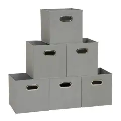 6 Pack Household Essentials 11" Fabric Storage Bins Gray
