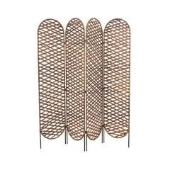 6ft. Copper Metal Geometric Handmade Foldable Freestanding Woven Room Divider Screen