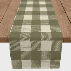 90" Green Buffalo Check Cotton Twill Runner