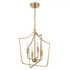 Hello Honey&reg; Constance Brushed Gold Tapered Metal 4-Light Candelabra Chandelier Style Ceiling Light