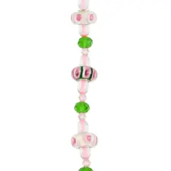 Pink Floral Lampwork Glass Rondelle Bead Mix by Bead Landing&trade;