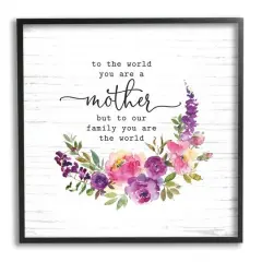 Stupell Industries Sentimental Mother's Day Flower Quote Watercolor Detail Framed Giclee Art Black