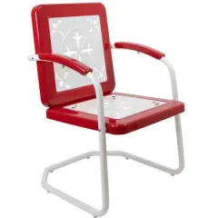 35" Square Outdoor Retro Tulip Armchair Red