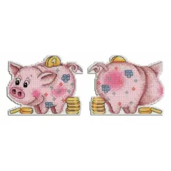MP Studia Happy Piggy Bank Plastic Canvas Counted Cross Stitch Kit