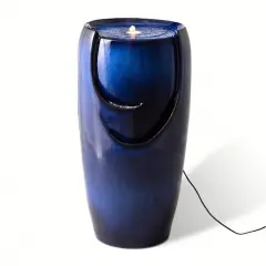 Glitzhome&reg; 29" Ceramic Pot Fountain Cobalt Blue