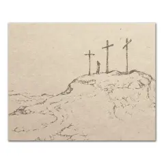Crosses On Hill Sketch 2 16" x 20" Canvas Wall Art