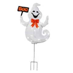 31" Pre-Lit Ghost With BOO Banner Garden Stake