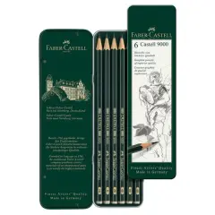 Faber-Castell&reg; 9000 Graphite 6 Pencil Tin Set