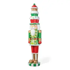 Glitzhome&reg; 28" Pre-Lit Christmas Nutcracker Porch D&eacute;cor with Timer