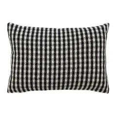 Hello Honey&reg; Gingham Woven Recycled Cotton Blend Lumbar Pillow Cover Black/White