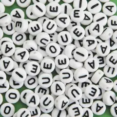S&S&reg; Worldwide White Plastic Vowel Beads, 6mm