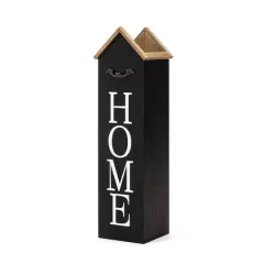 Glitzhome&reg; 30" Wood Home Boxed Porch Sign Black