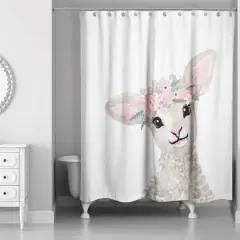 Lamb with Flower Crown 71" x 74" Shower Curtain
