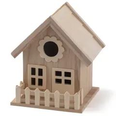 7" Wood Birdhouse with Fence by Make Market&reg;