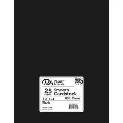 PA Paper&trade; Accents 8.5" x 11" 80lb. Smooth Cardstock Paper, 25ct. Black