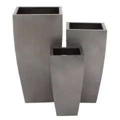 Gray Metal Modern Planter Set