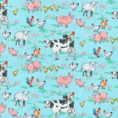 Fabric Traditions Light Blue Animals Cotton Fabric