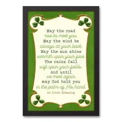 Bordered Irish Blessing Black Framed Canvas