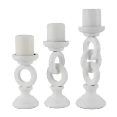 White Chain Link Candle Holder Set
