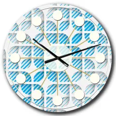 Designart 3D White & Blue Pattern II Mid-Century Modern Wall Clock