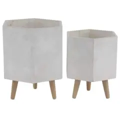 CosmoLiving by Cosmopolitan White Polystone Contemporary Planter Set