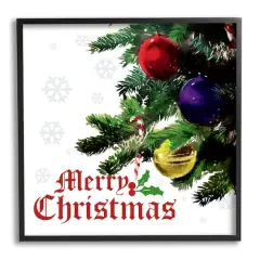 Stupell Industries Merry Christmas Snowflake Pattern Framed Giclee Art Black