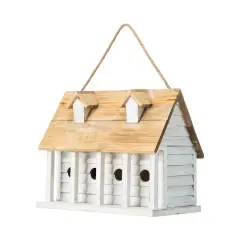 Glitzhome&reg; 14.25" Retro White Distressed Cottage Birdhouse