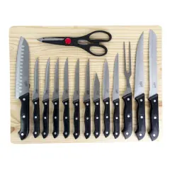 Gibson Home&reg; Wildcraft 15-Piece Stainless Steel Cutlery Set with Pinewood Cutting Board