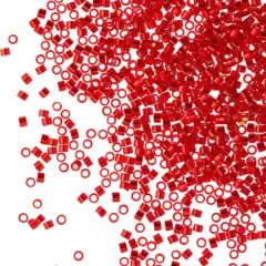 Miyuki Delica Glass Round Seed Beads, 11/0 Silver Lined Red Dyed
