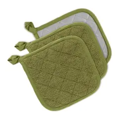 DII&reg; Terry Cloth Potholders, 3ct. Antique Green