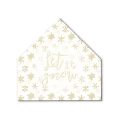 Cream & Gold Snowflakes House Shaped Canvas Wall Art