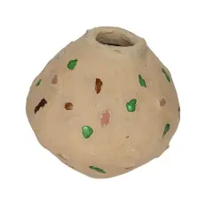 Hello Honey&reg; 13" Multicolor Handmade Paper Mache Vase with Embedded Glass, Shells & Wood Pieces