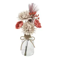 11.5" Pink & Cream Mum & Pampas in Glass Container by Ashland&reg; 
