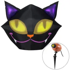 48.03" Airblown&reg; Inflatable Halloween Smiling Cat Projection Set