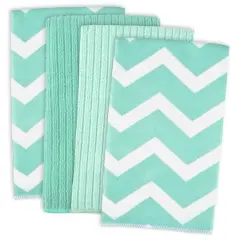 Aqua Chevron Microfiber Dishtowel, 4ct.