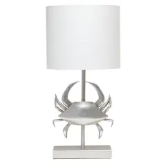 Simple Designs&trade; 18" Brushed Nickel Pinching Crab Table Lamp with White Shade