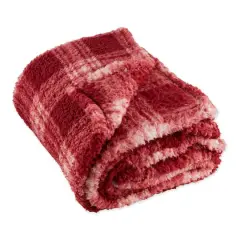 DII&reg; Barn Red Farmhouse Plush Plaid Throw