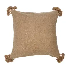 Hello Honey&reg; Brown Square Canvas Pillow Cover with Tassels