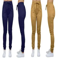 Galaxy By Harvic Loose Fit Stretch Twill Women's Joggers 2 Pack Navy/Timber