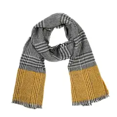 Glitzhome&reg; 70" Yellow & Gray Scarf with Fringe