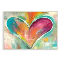 Stupell Industries Abstract Colorful Heart Wooden Wall Plaque