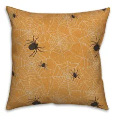 Orange Spider Web Pattern Throw Pillow