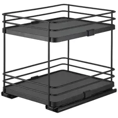 Organize It All Matte Black 2-Tier Slide Out Shelf Organizer