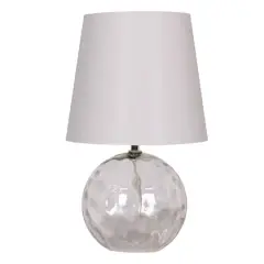 13" Glass Sphere Table Lamp with White Fabric Shade by Ashland&reg; Clear