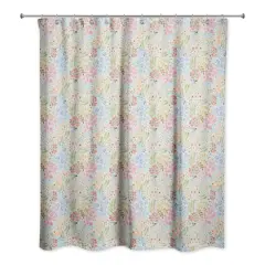 Wild Flower Floral Shower Curtain Blue