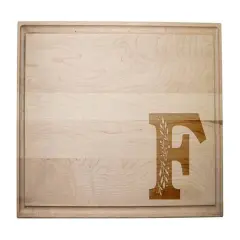 17" Floral Monogram Maple Cutting Board Floral Monogram F