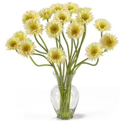 21" Gerbera Daisy Liquid Illusion Silk Flower Arrangement Cream